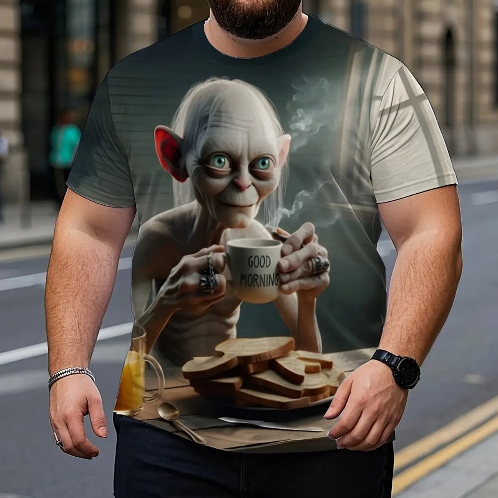 Plus Size Men'S 3D Gollum Tea T-Shirt Casual Crew Neck Short Sleeve Various Size